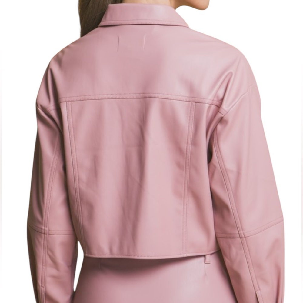 Pink Women's Faux Leather Jacket - Picture 3 of 3